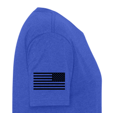 Load image into Gallery viewer, Waves of Grain Woodworks Fitted Tee (Rectangle Logo) - heather royal