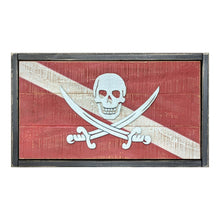 Load image into Gallery viewer, Scuba Pirate &quot;Calico Down&quot; Vintage Wooden Flag
