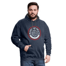 Load image into Gallery viewer, Blue White & Red Hoodie - indigo heather/asphalt