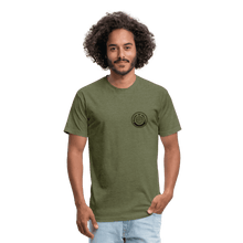 Load image into Gallery viewer, Waves of Grain Woodworks Fitted Tee (Circle Logo) - heather military green
