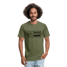 Load image into Gallery viewer, Waves of Grain Woodworks Fitted Tee (Rectangle Logo) - heather military green
