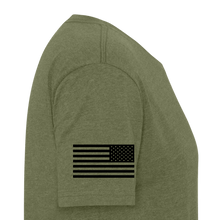 Load image into Gallery viewer, Waves of Grain Woodworks Fitted Tee (Rectangle Logo) - heather military green
